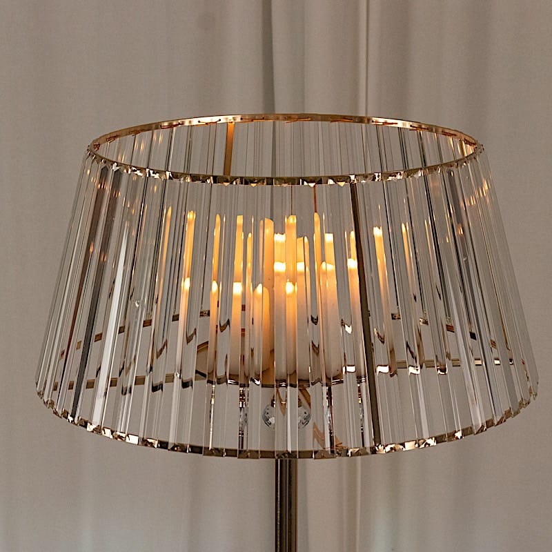 38" Crystal Pendant Candle Holders with Classic Empire Lamp Shade Style - Gold and Clear CHDLR_CAND_036_38_GOLD