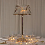 38" Crystal Pendant Candle Holders with Classic Empire Lamp Shade Style - Gold and Clear CHDLR_CAND_036_38_GOLD