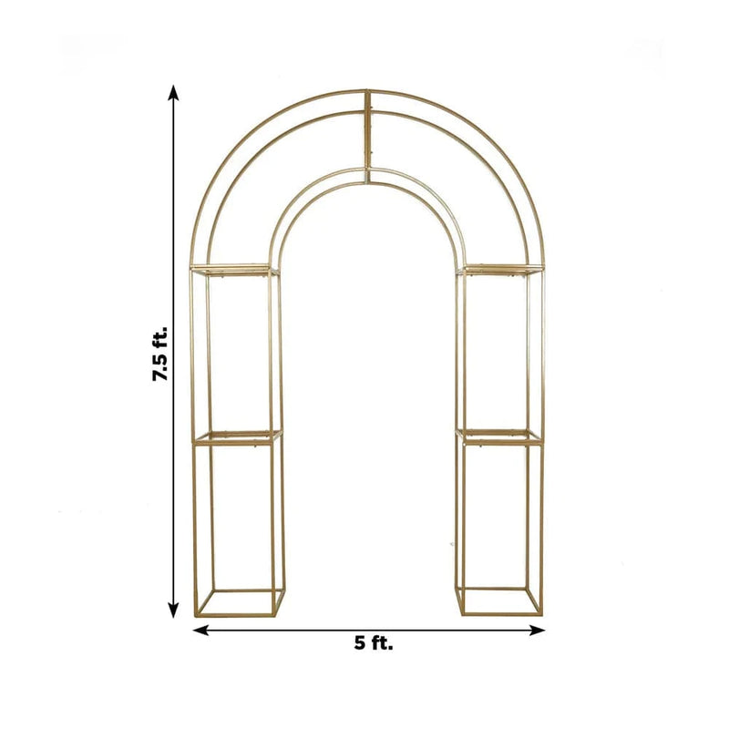 3D Metal Wedding Arch Backdrop Stand with Round Top - Gold IRON_STND18_3D_GOLD