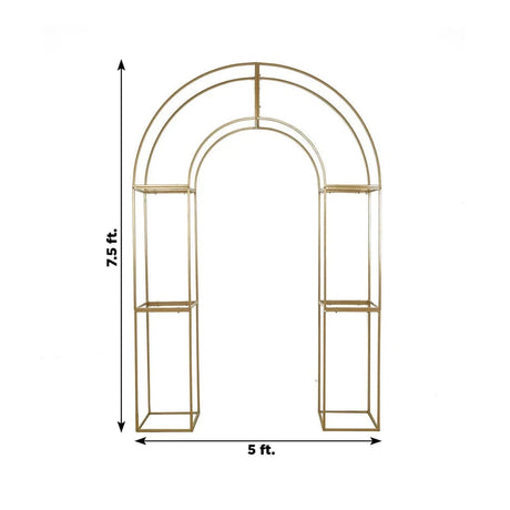 3D Metal Wedding Arch Backdrop Stand with Round Top - Gold IRON_STND18_3D_GOLD