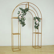 3D Metal Wedding Arch Backdrop Stand with Round Top - Gold IRON_STND18_3D_GOLD