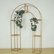 3D Metal Wedding Arch Backdrop Stand with Round Top - Gold IRON_STND18_3D_GOLD