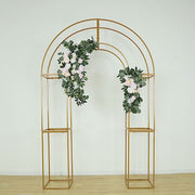 3D Metal Wedding Arch Backdrop Stand with Round Top - Gold IRON_STND18_3D_GOLD