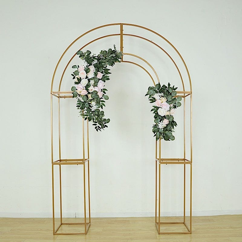 3D Metal Wedding Arch Backdrop Stand with Round Top - Gold IRON_STND18_3D_GOLD