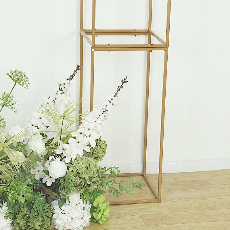 3D Metal Wedding Arch Backdrop Stand with Round Top - Gold IRON_STND18_3D_GOLD