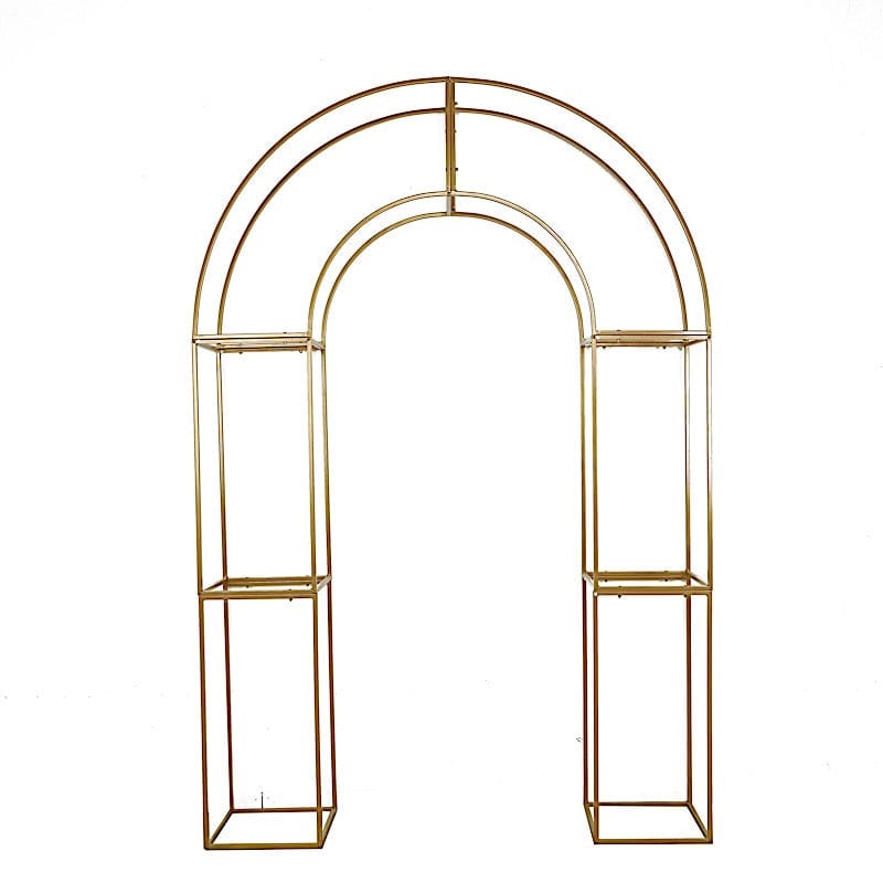 3D Metal Wedding Arch Backdrop Stand with Round Top - Gold IRON_STND18_3D_GOLD