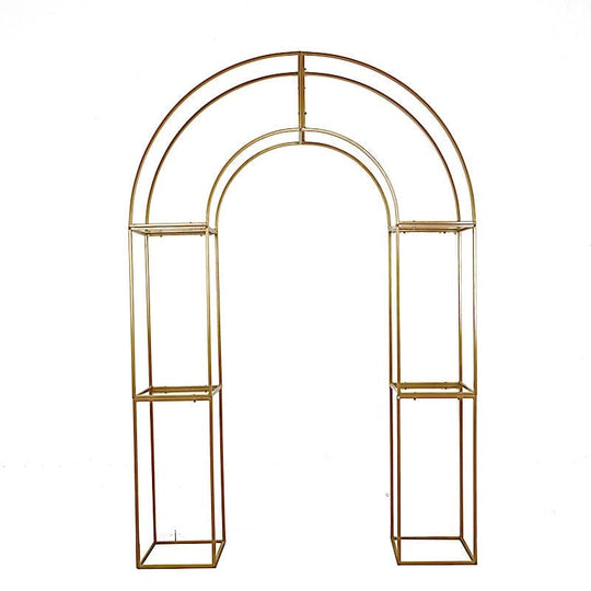 3D Metal Wedding Arch Backdrop Stand with Round Top - Gold IRON_STND18_3D_GOLD