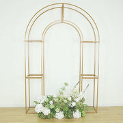 3D Metal Wedding Arch Backdrop Stand with Round Top - Gold IRON_STND18_3D_GOLD
