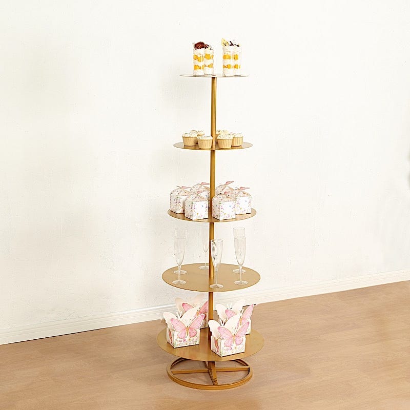 4.5 ft 5 Tier Round Gold Metal Champagne Tower Stand DISP_STND_MET02_5_GOLD