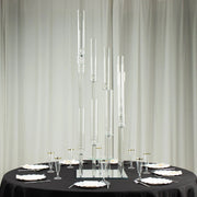 4.5 ft tall 12 Arm Crystal Glass Square Candelabra Taper Candle Holder - Clear CHDLR_CAND_030S_12_CLR