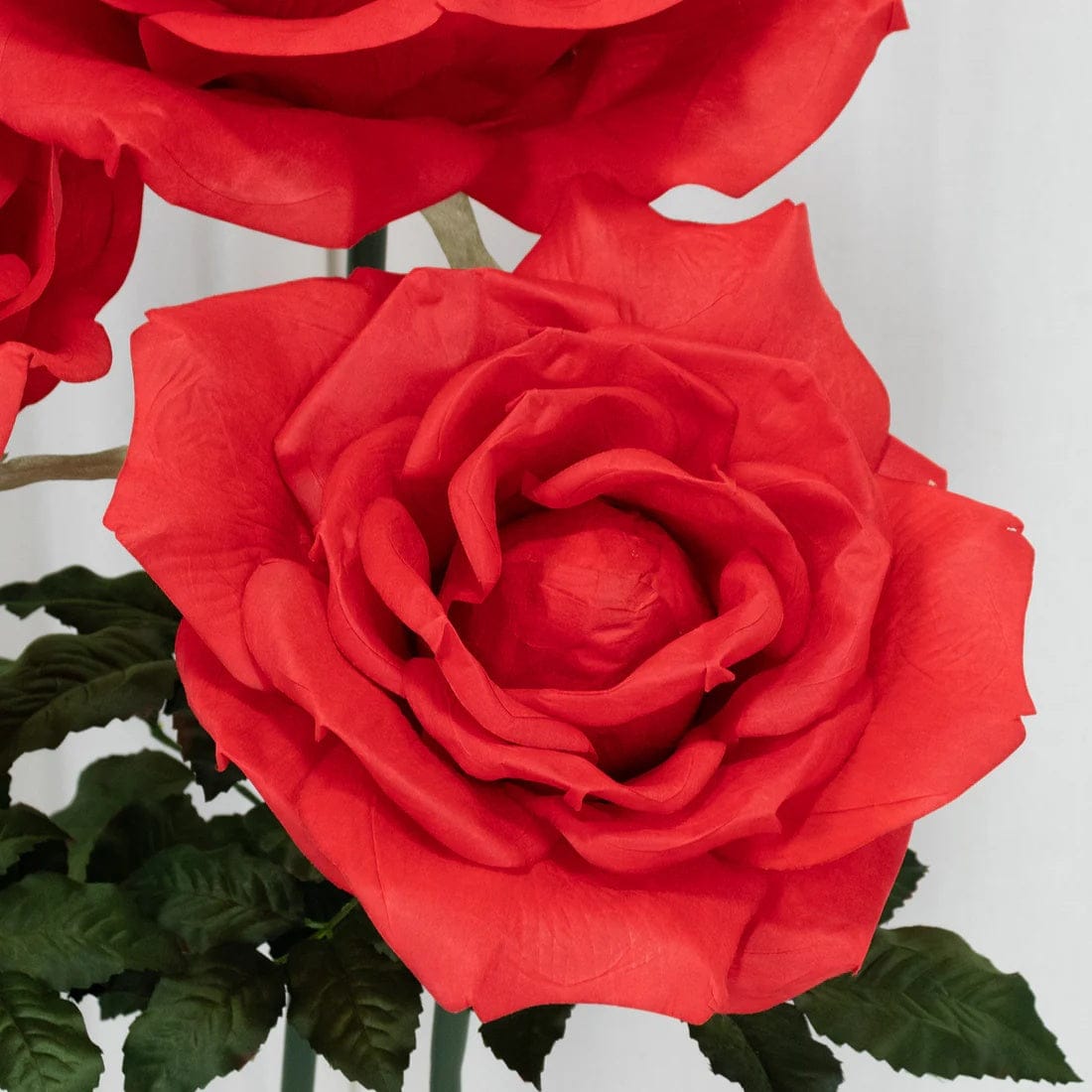 4.5 ft tall Artificial Rose Decor Set 3 Giant Faux Flowers with Standing Base - Red ARTI_RS013_GIANT_SET3_RED