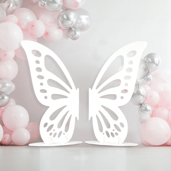 4.5 ft x 3.5 ft Wooden Butterfly Wings Backdrop Stand - White BKDP_BUT_WOD_4_WHT