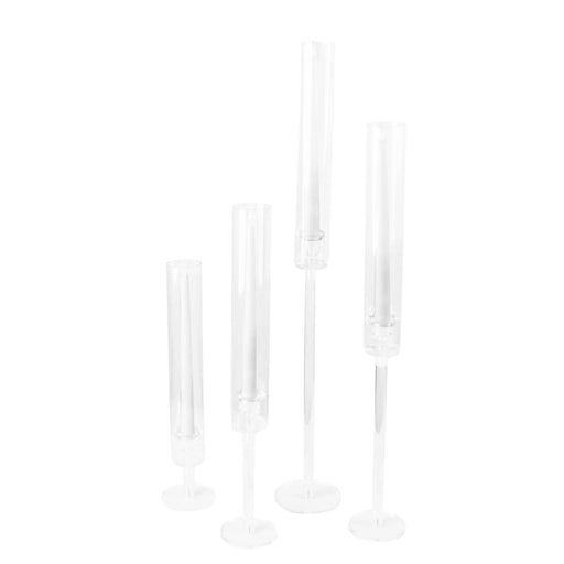 4 Acrylic Taper Candlestick Holders - Clear CHDLR_GLAS_041PL_SET_CLR