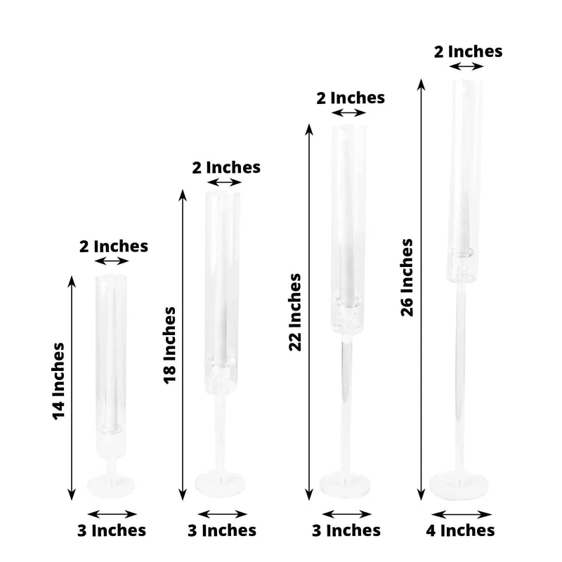 4 Acrylic Taper Candlestick Holders - Clear CHDLR_GLAS_041PL_SET_CLR