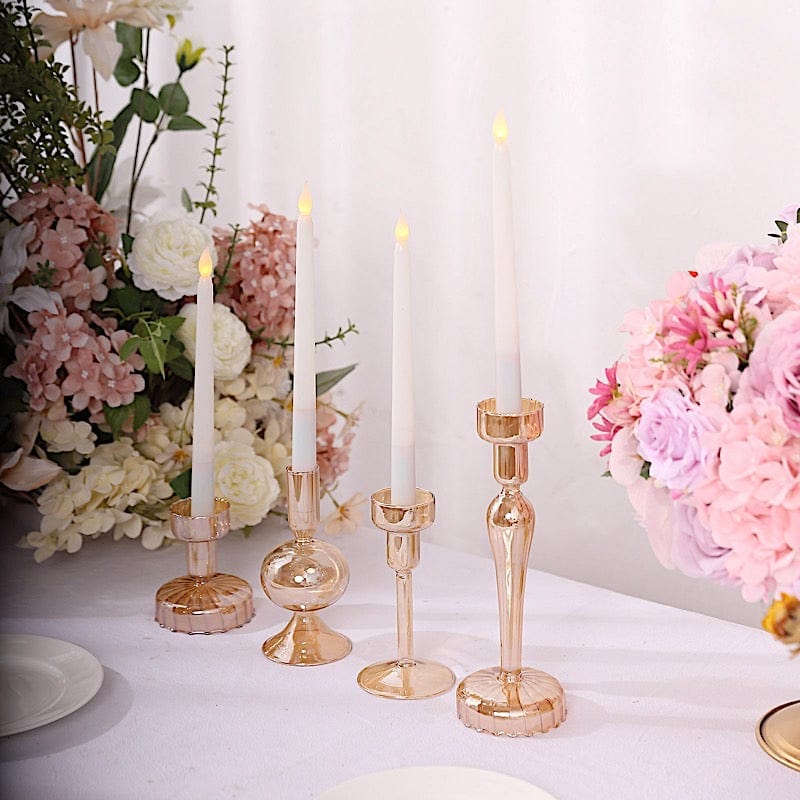 4 Assorted Glass Taper Votive Candle Holders - Gold CAND_HOLD_TP008_GOLD