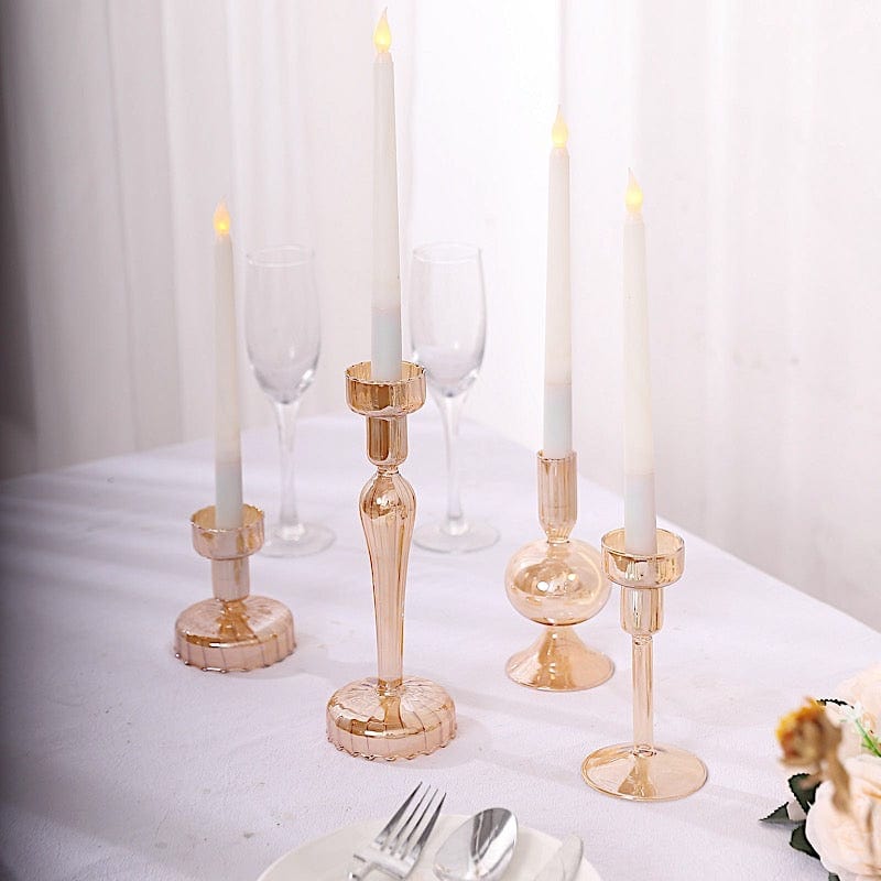 4 Assorted Glass Taper Votive Candle Holders - Gold CAND_HOLD_TP008_GOLD