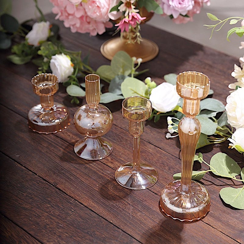 4 Assorted Glass Taper Votive Candle Holders - Gold CAND_HOLD_TP008_GOLD