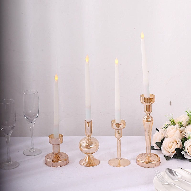 4 Assorted Glass Taper Votive Candle Holders - Gold CAND_HOLD_TP008_GOLD