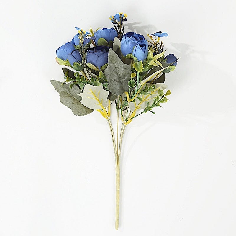 4 Bouquets 12" Silk Mini Ranunculus Artificial Flowers ARTI_BOUQ_PEO13_NAVY