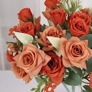 4 Bushes 12" Silk Roses Artificial Flowers Bouquets