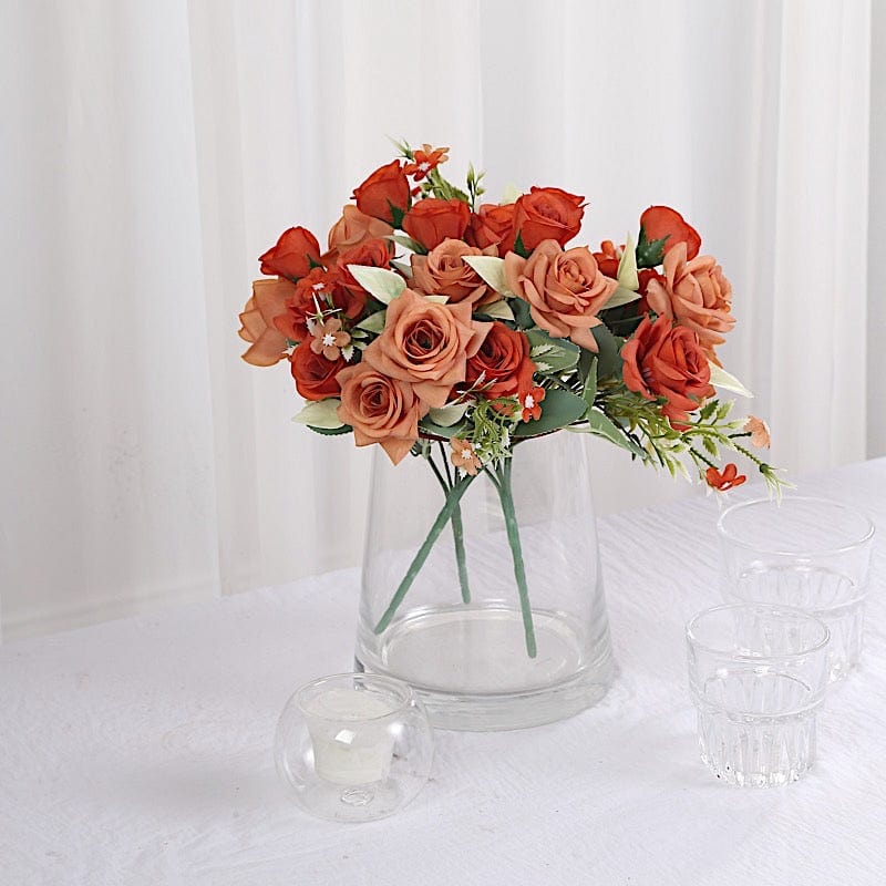 4 Bushes 12" Silk Roses Artificial Flowers Bouquets