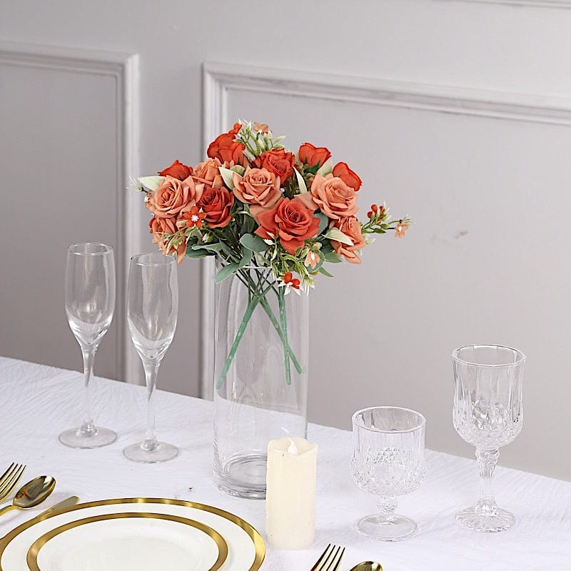 4 Bushes 12" Silk Roses Artificial Flowers Bouquets