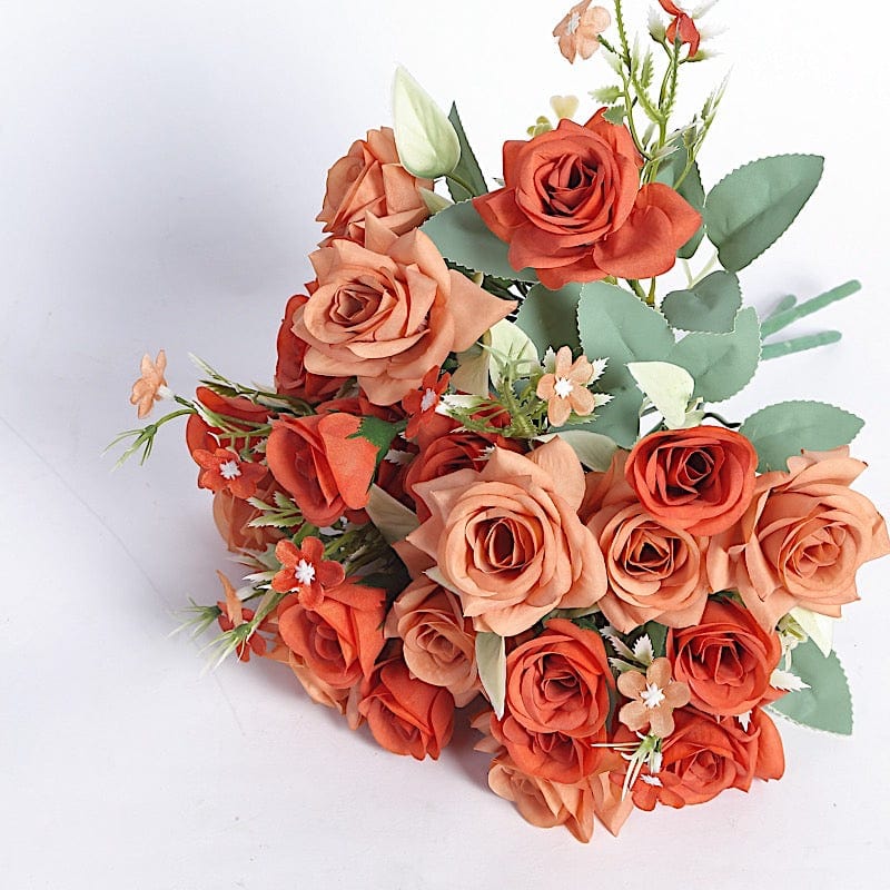 4 Bushes 12" Silk Roses Artificial Flowers Bouquets