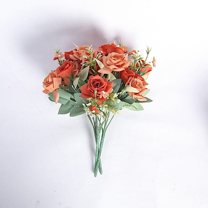 4 Bushes 12" Silk Roses Artificial Flowers Bouquets ARTI_RS006_TERC