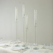 4 Crystal Glass Hurricane Taper Candle Holders - Clear CHDLR_GLAS_041_SET2_CLR