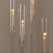 4 Crystal Glass Hurricane Taper Candle Holders - Clear CHDLR_GLAS_041_SET2_CLR