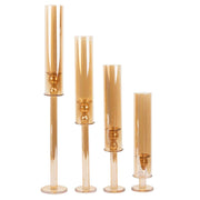 4 Crystal Hurricane Taper Candle Holders with Cylinder Glass Shades