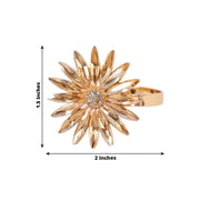 4 Daisy Floral Metal Napkin Rings with Rhinestone Accents - Amber Gold NAP_RING_DIA02_AMB