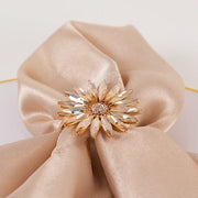 4 Daisy Floral Metal Napkin Rings with Rhinestone Accents - Amber Gold NAP_RING_DIA02_AMB