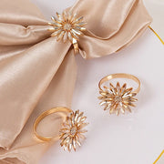 4 Daisy Floral Metal Napkin Rings with Rhinestone Accents - Amber Gold NAP_RING_DIA02_AMB