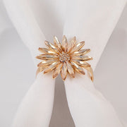 4 Daisy Floral Metal Napkin Rings with Rhinestone Accents - Amber Gold NAP_RING_DIA02_AMB