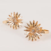 4 Daisy Floral Metal Napkin Rings with Rhinestone Accents - Amber Gold NAP_RING_DIA02_AMB