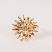 4 Daisy Floral Metal Napkin Rings with Rhinestone Accents - Amber Gold NAP_RING_DIA02_AMB