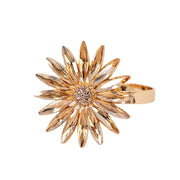 4 Daisy Floral Metal Napkin Rings with Rhinestone Accents - Amber Gold NAP_RING_DIA02_AMB