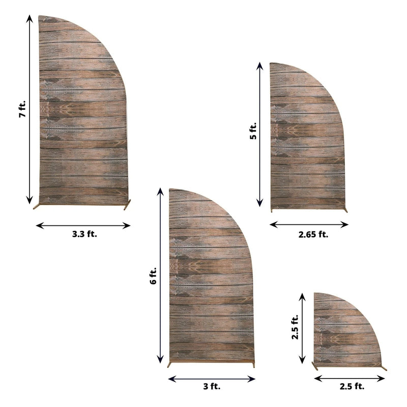 4 Fitted Spandex Half Moon Rustic Wood Print Stand Covers IRON_STND13_SPX_SET1_WOD02_BRN