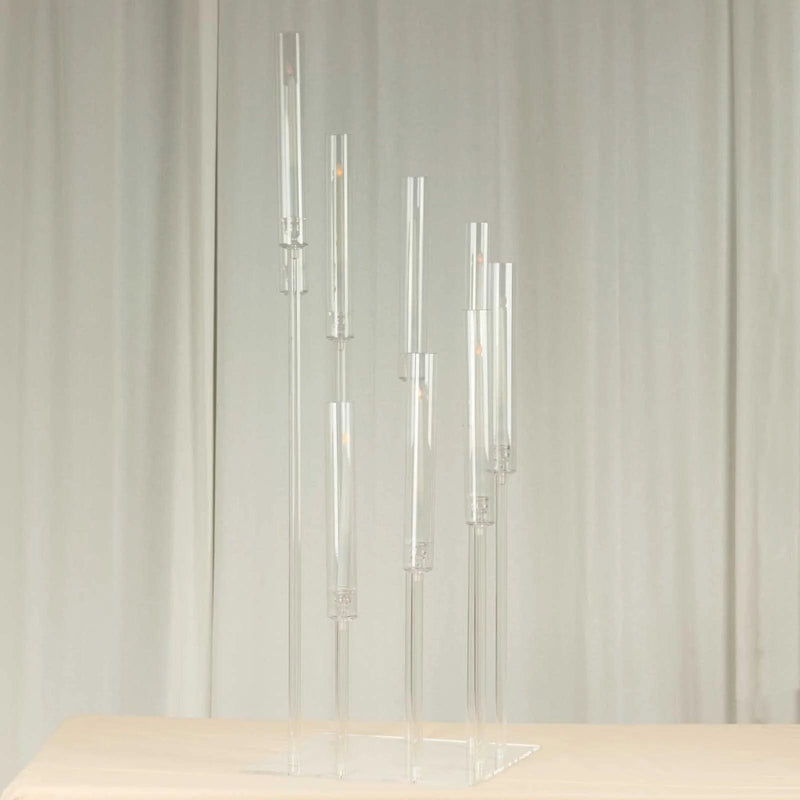 4 ft 9 Arm Acrylic Cluster Taper Candle Holder - Clear CHDLR_CAND_030PLS_9_CLR