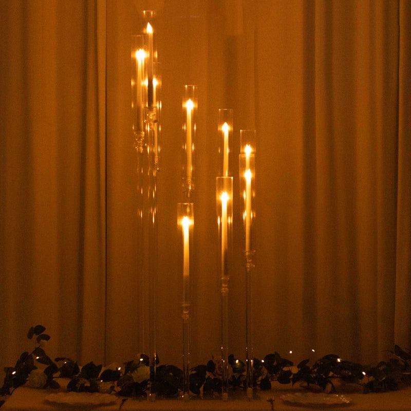 4 ft 9 Arm Acrylic Cluster Taper Candle Holder - Clear CHDLR_CAND_030PLS_9_CLR