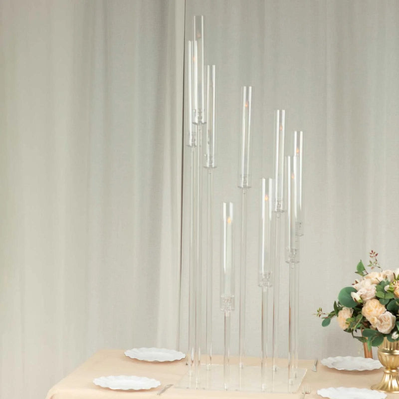 4 ft 9 Arm Acrylic Cluster Taper Candle Holder - Clear CHDLR_CAND_030PLS_9_CLR