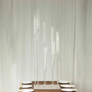 4 ft 9 Arm Acrylic Cluster Taper Candle Holder - Clear CHDLR_CAND_030PLS_9_CLR