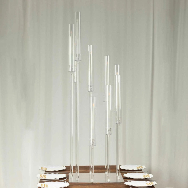4 ft 9 Arm Acrylic Cluster Taper Candle Holder - Clear CHDLR_CAND_030PLS_9_CLR