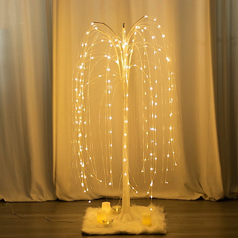 4 ft Artificial 180 LED Fairy Lighted Weeping Willow Tree - White LED_TREE03_4_WHT