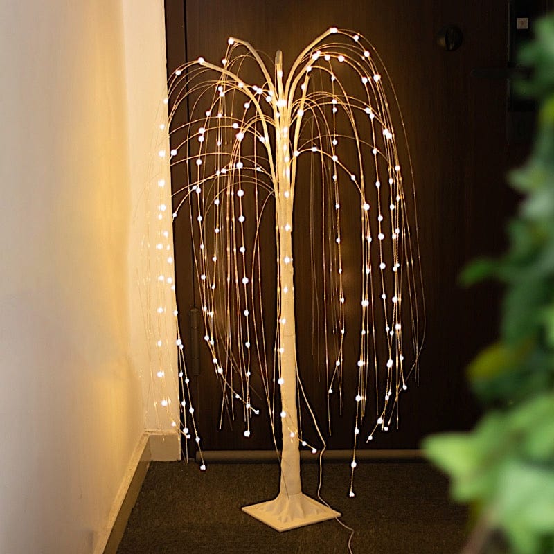 4 ft Artificial 180 LED Fairy Lighted Weeping Willow Tree - White LED_TREE03_4_WHT