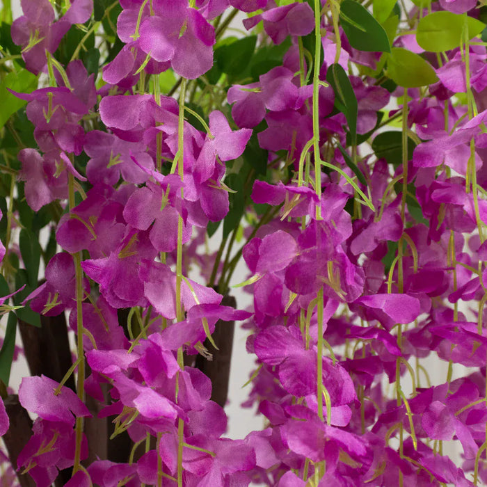 4 ft Cream Wisteria Tree with Cascading Silk Flowers with Real Wood Trunk