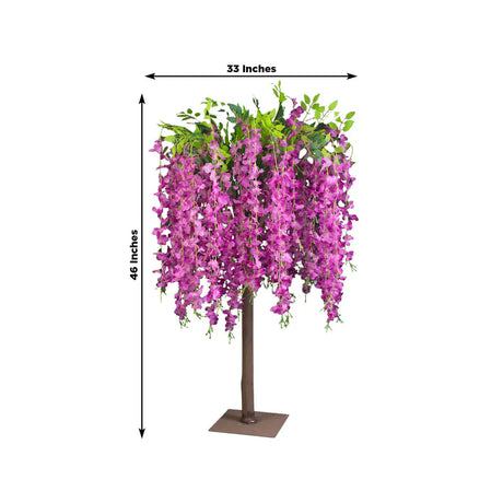 4 ft Cream Wisteria Tree with Cascading Silk Flowers with Real Wood Trunk