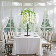 4 ft Cream Wisteria Tree with Cascading Silk Flowers with Real Wood Trunk