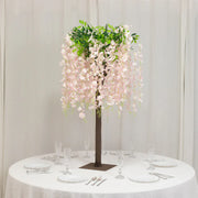 4 ft Cream Wisteria Tree with Cascading Silk Flowers with Real Wood Trunk